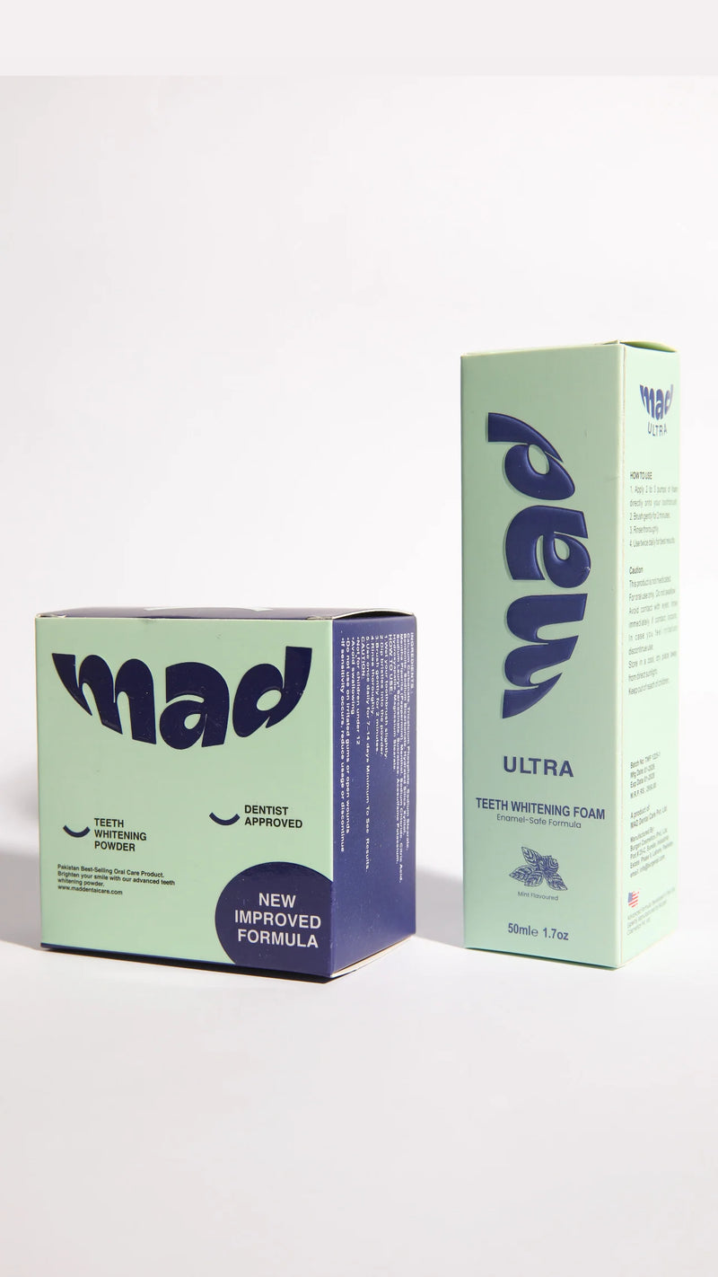 MAD Teeth Whitening Foam + MAD Teeth Whitening Powder (HIGHLY RECOMMENDED) 20% EXTRA DISCOUNT